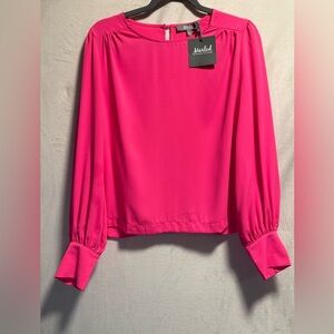 Marled Fuchsia Long Sleeve Blouse